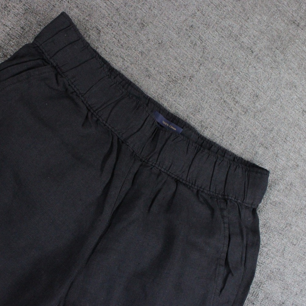 Rachel Rachel Roy Black 100% Linen Elastic Waist Straight Leg Pants US XS